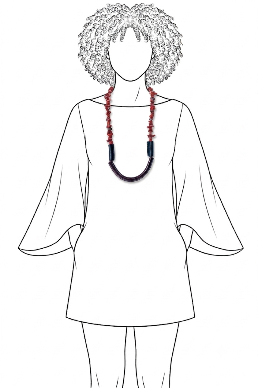 Uko necklace.  red jasper, carnelian and leather necklace