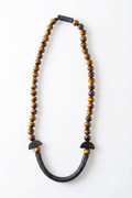 Uko tigereye, leather and wood necklace
