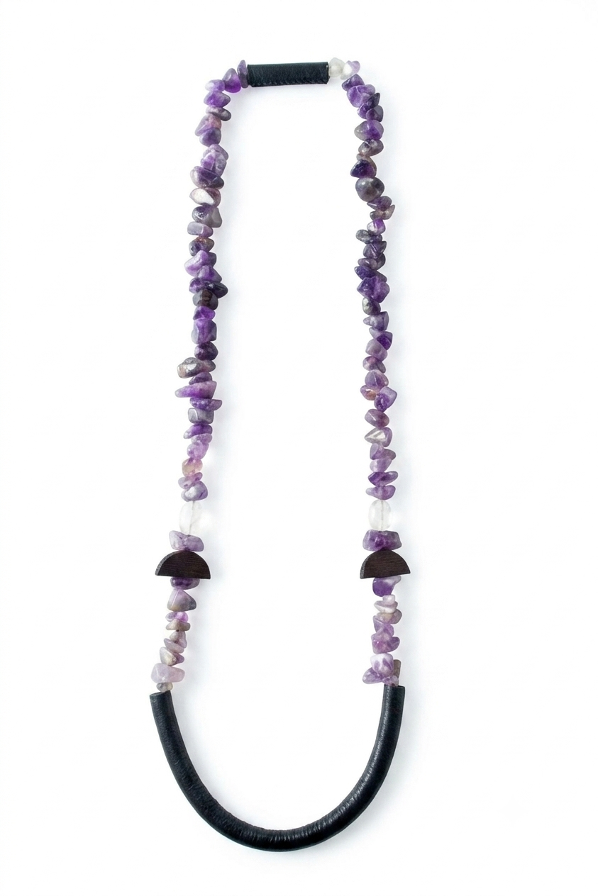 Uko amethyst and leather necklace