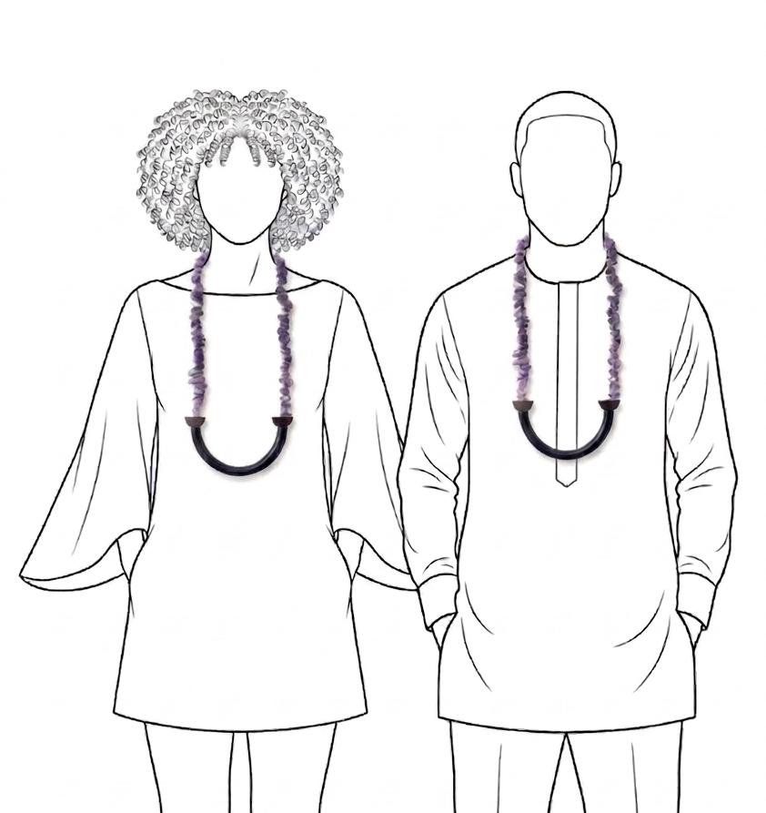 Uko amethyst and leather necklace
